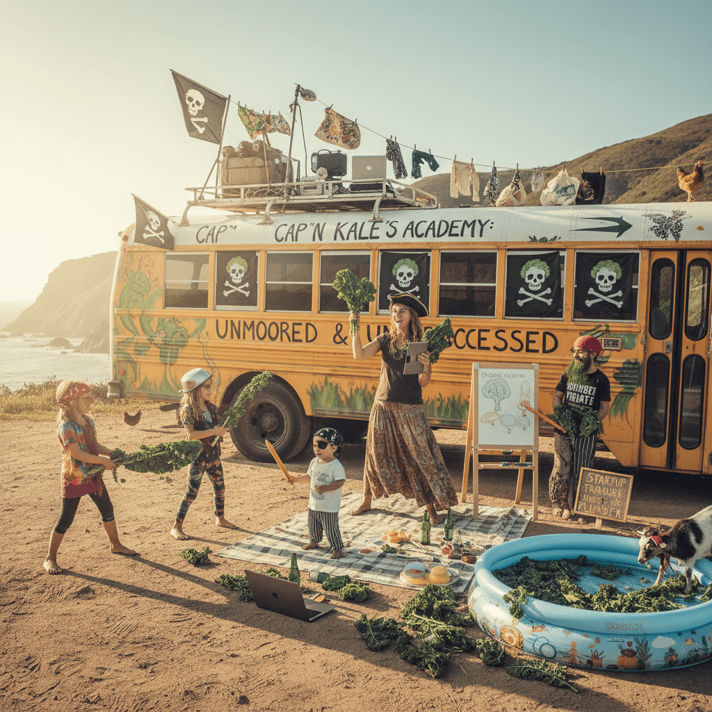 Pirate academy but make it van-life homeschool organic kale curriculum