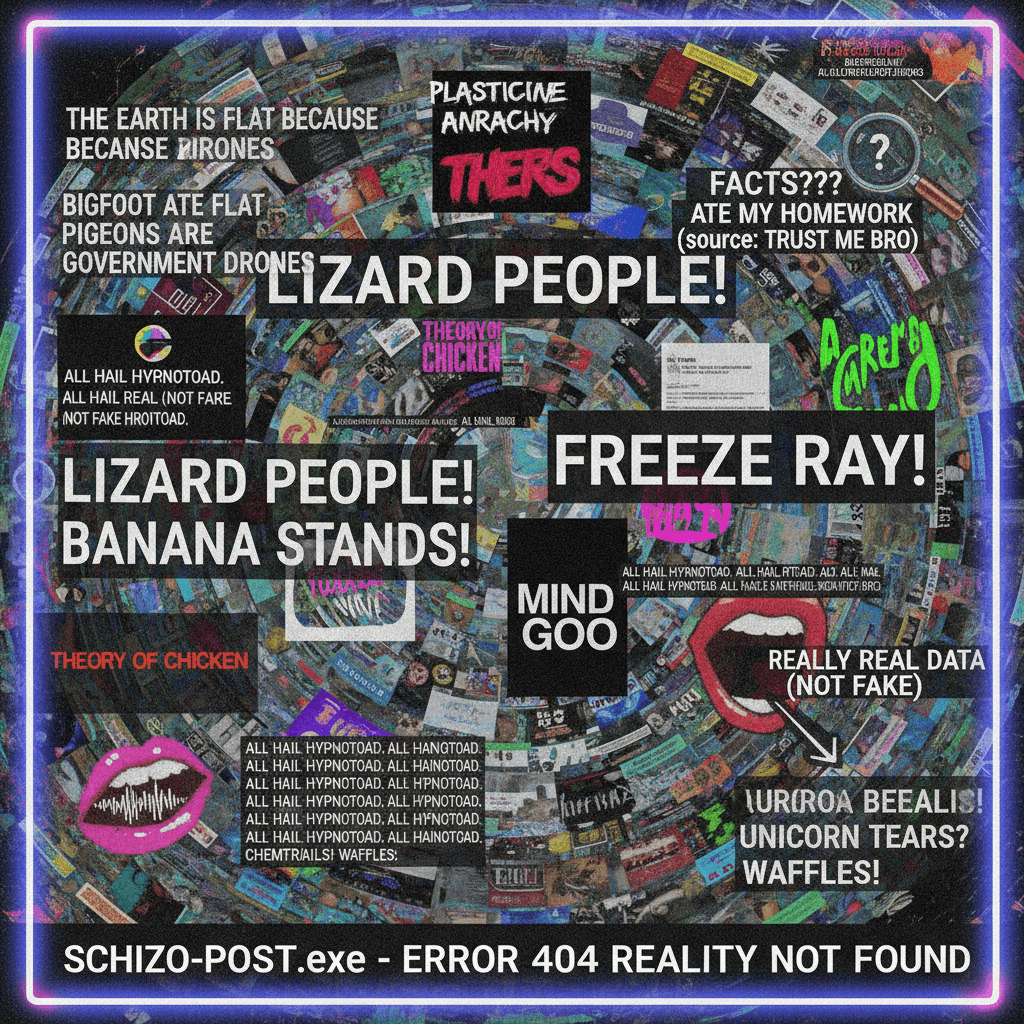 incoherent shouting mixed with fake fact-checking and made-up band names