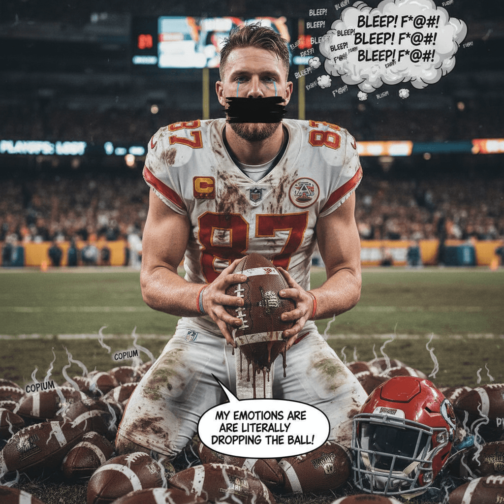 kelce bleeps out feelings after dropping the ball, literally