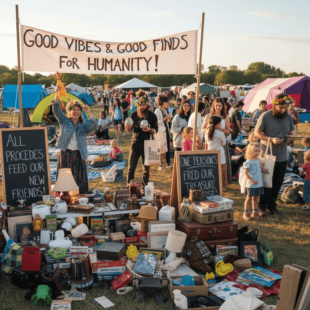 Chaotic good: selling bricabrac to feed refugees, what's not to love