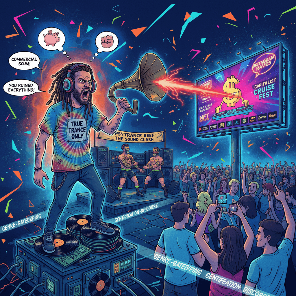 psytrance purist discovers marketing exists, blames capitalism