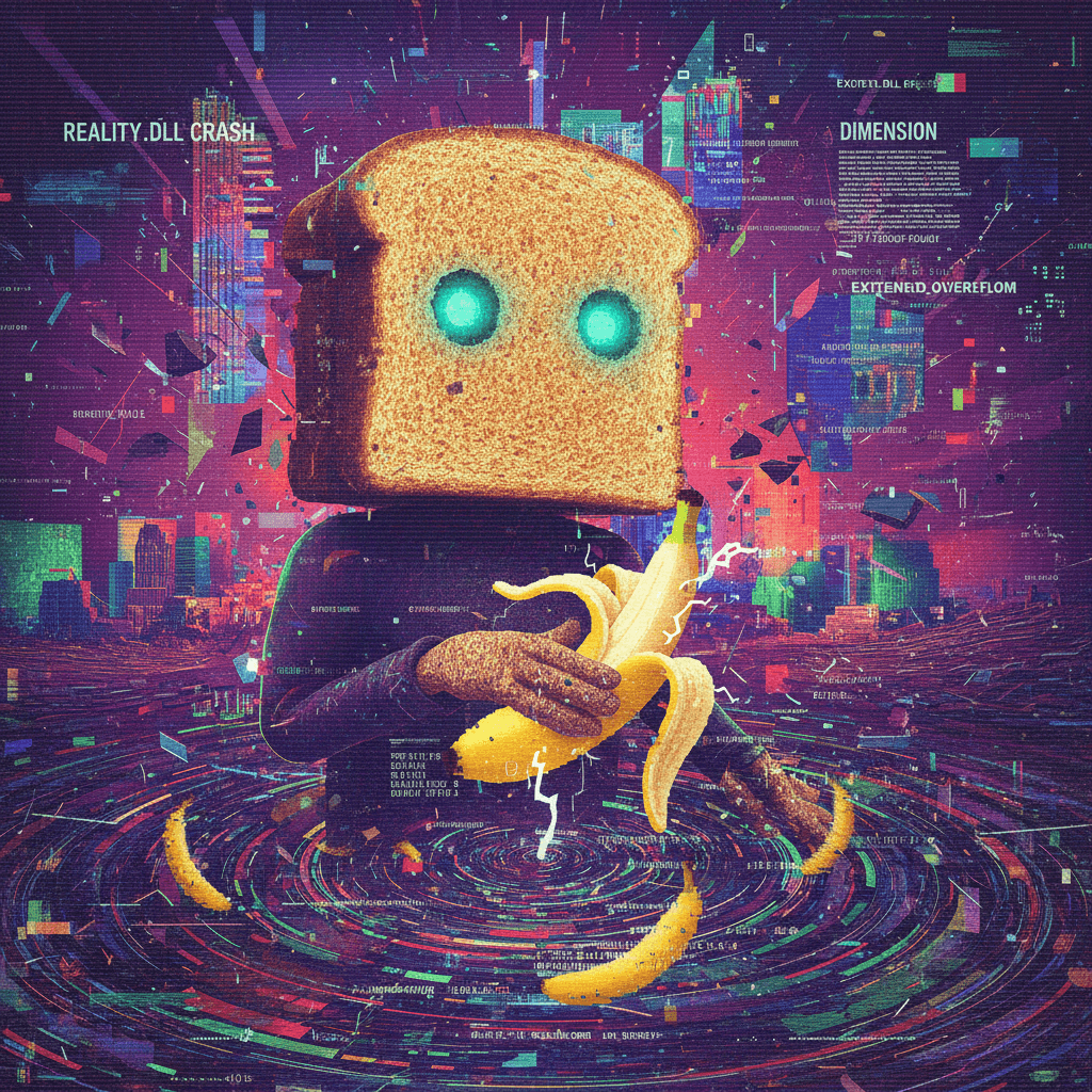 sentient toast invents banana peels while reality segfaults