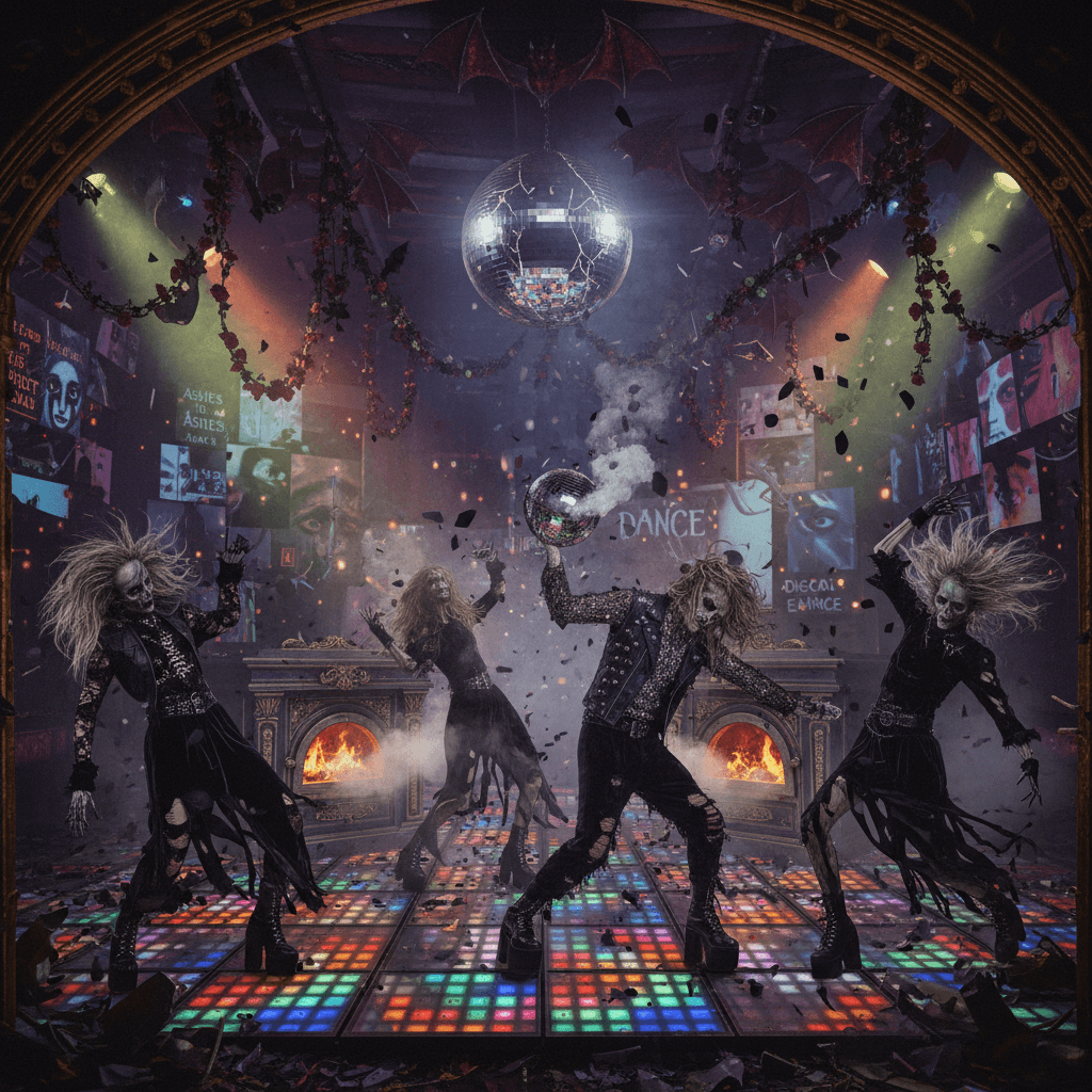 hairy disco goes full goth, somehow combines dance floor with crematorium