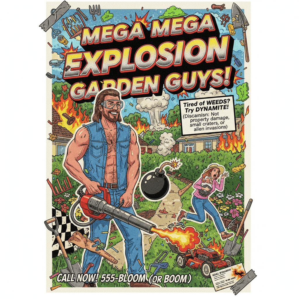 Mega Mega chaos: when your gardening service needs EXPLOSIONS