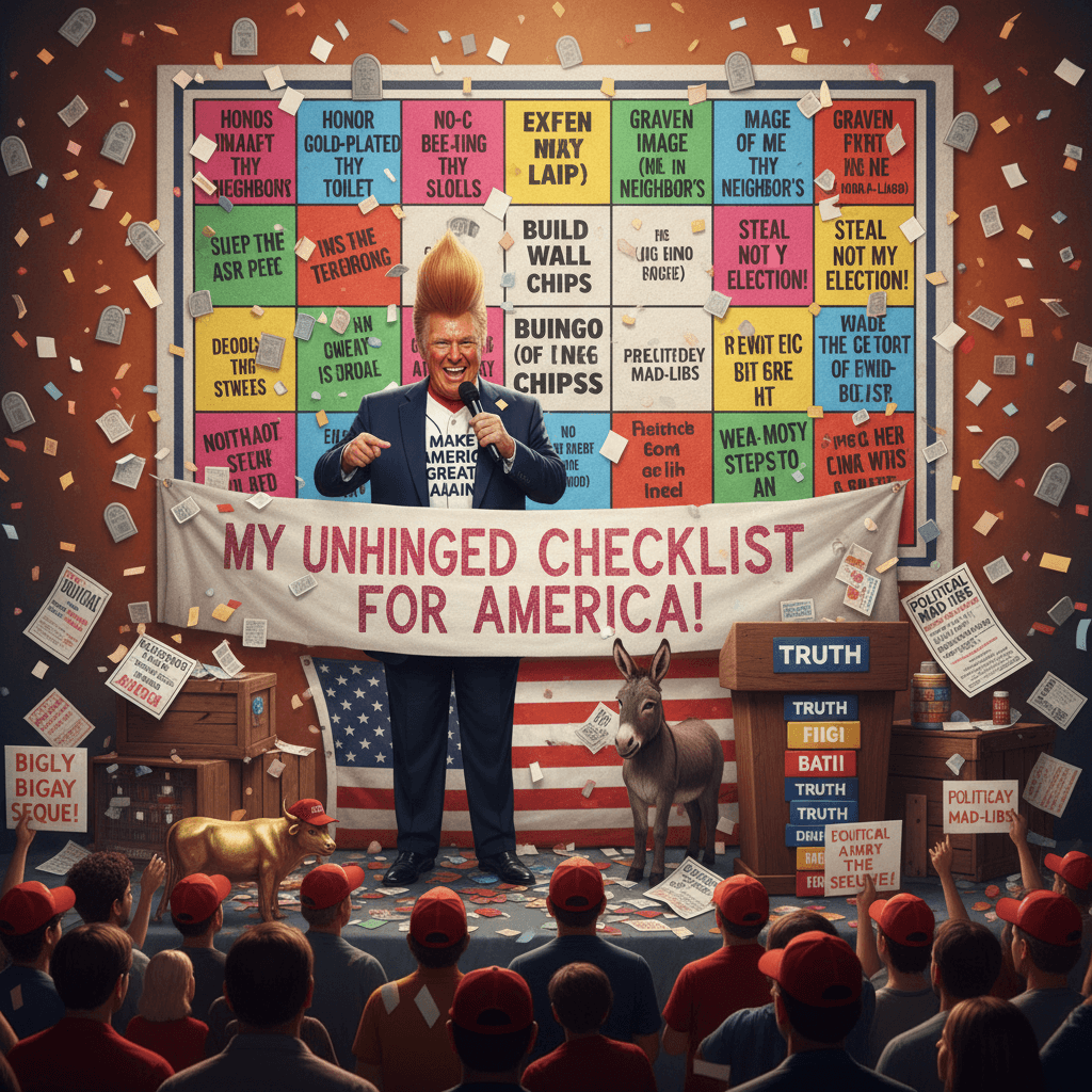 Ten Commandments speedrun: bingo card masquerading as campaign platform