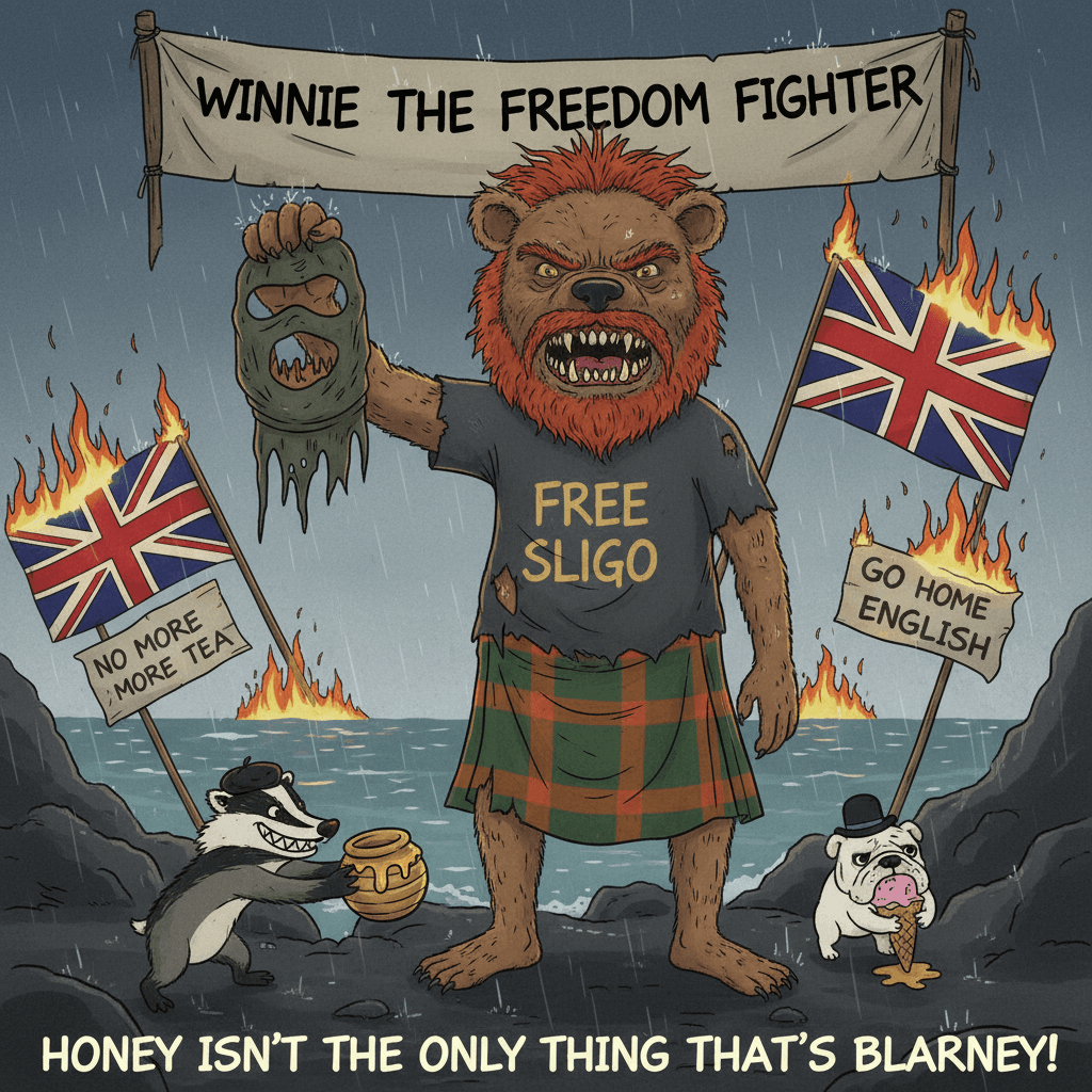 Pooh goes mask-off with Irish nationalism energy