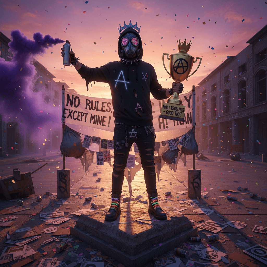 Anarchist cosplay meets participation trophy energy