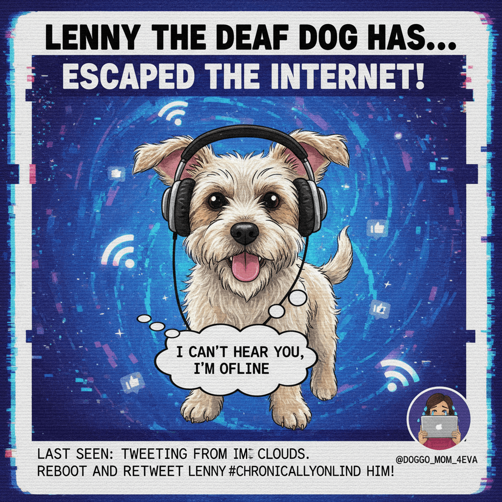 lenny the deaf dog has logged off, please retweet