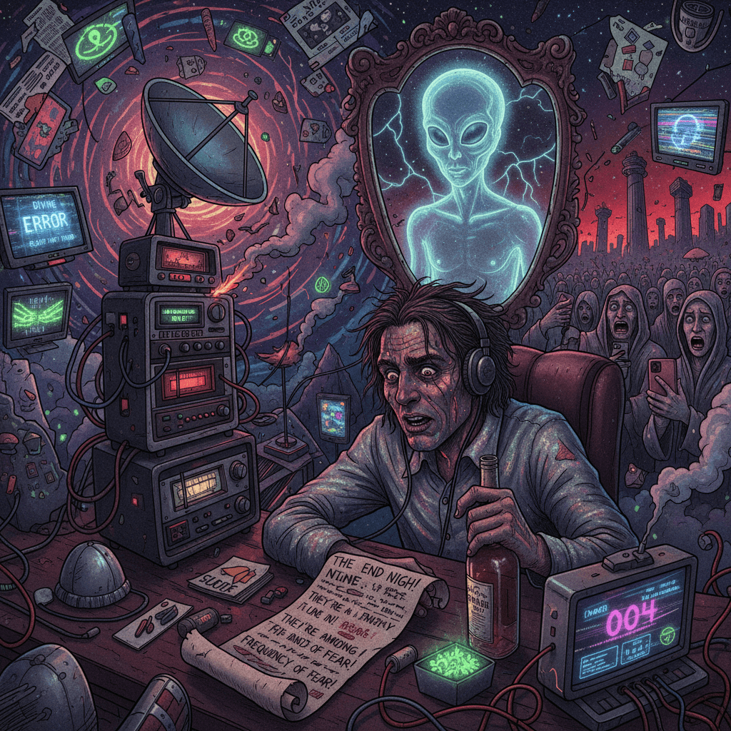 alien impostor apocalypse meets drunk radio host fever dream