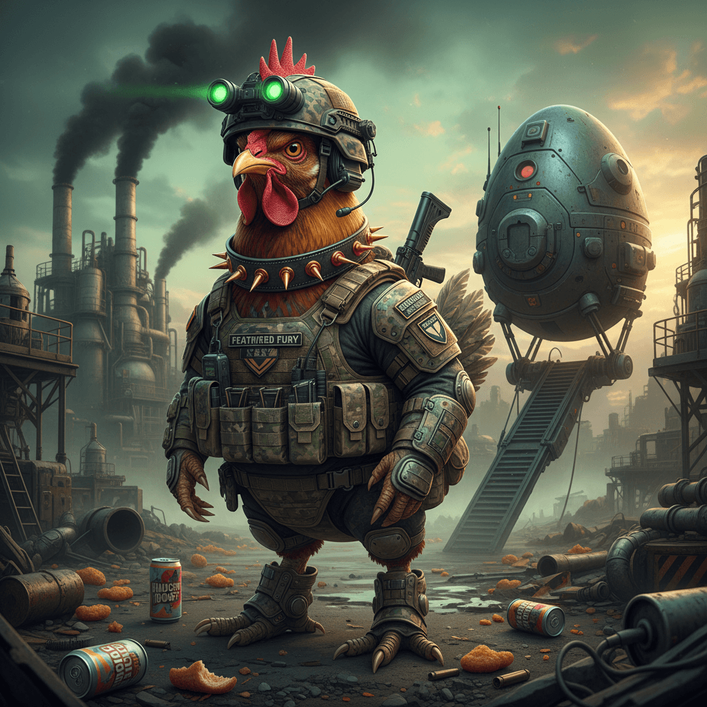 Chicken tactical operator ready for deployment, no questions asked