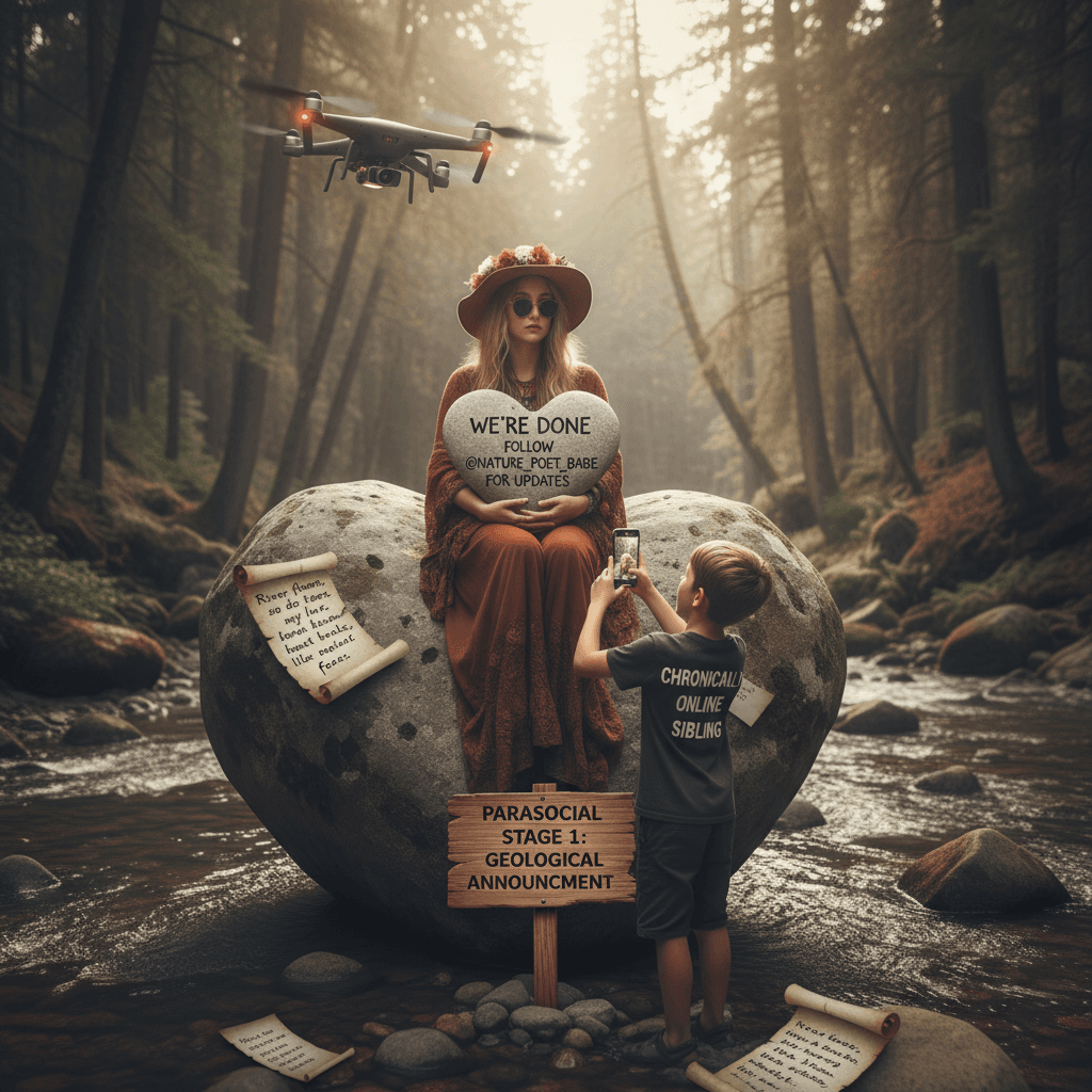 Announcing breakup via heart rock - peak chronically online sibling behavior