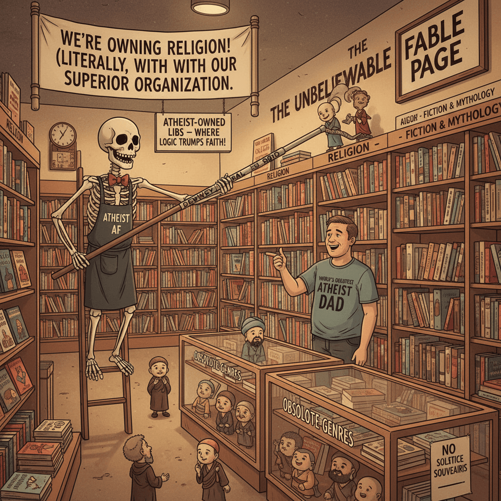 Atheist bookstore owns religion with the Dewey Decimal System
