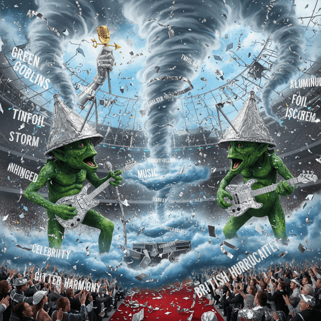 green monsters, tornadoes, and tin foil hats walk into a brit awards