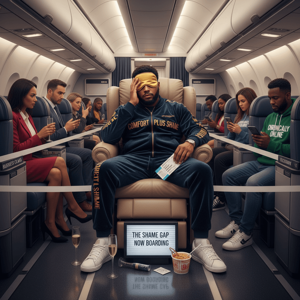 man discovers shame exists between economy and business class