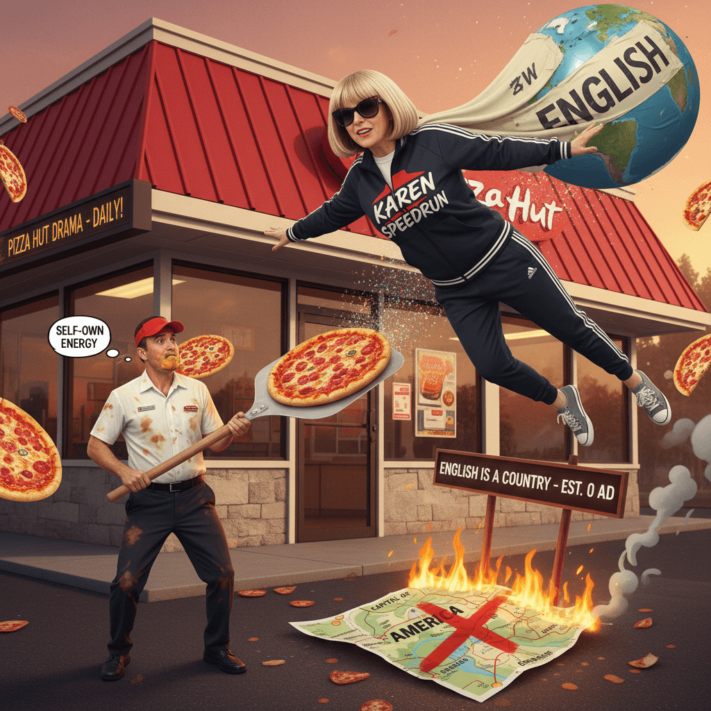 Woman confidently mistakes English for capital of America, gets yeeted by Pizza Hut manager