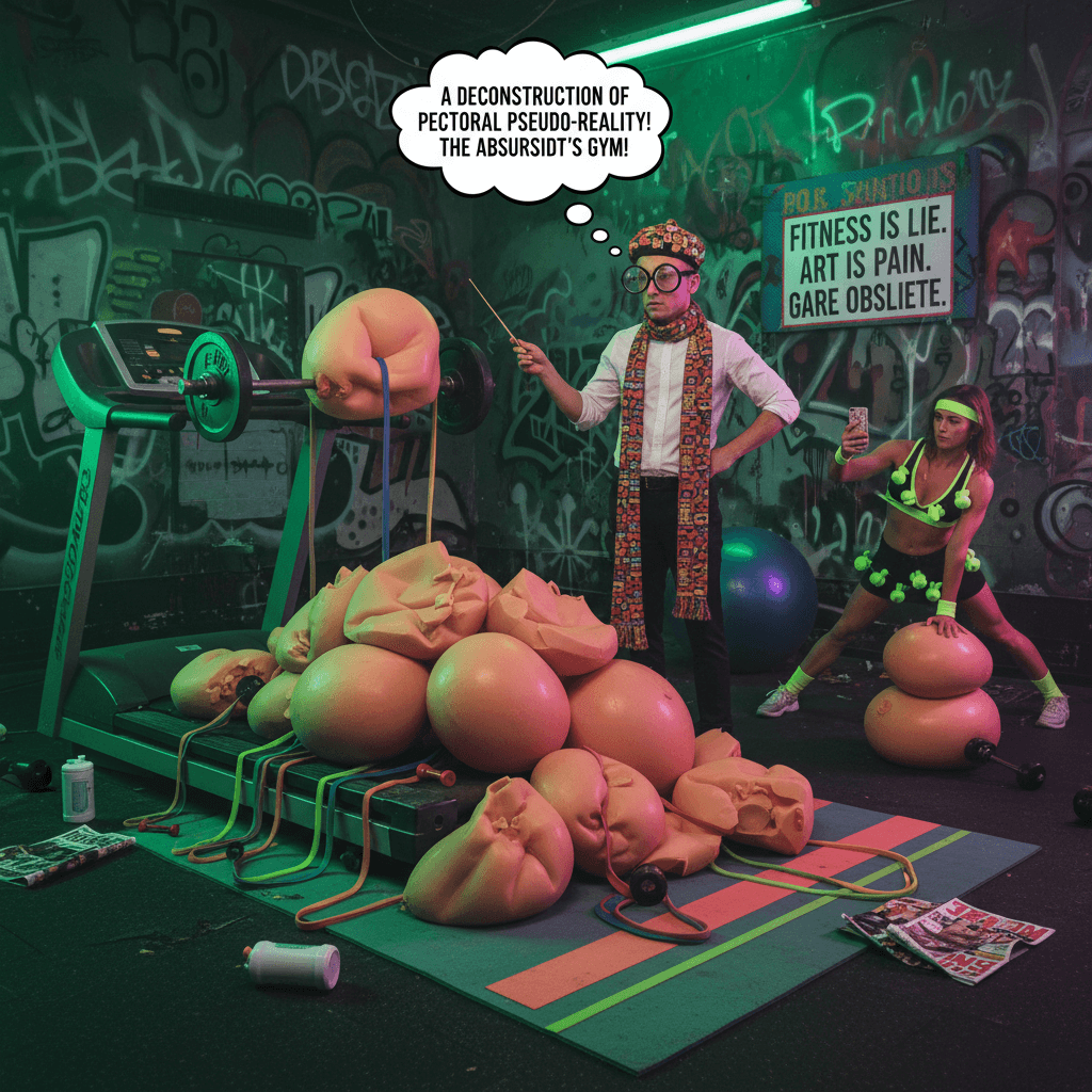 Pretentious art critique of fake breast prosthetic chaos