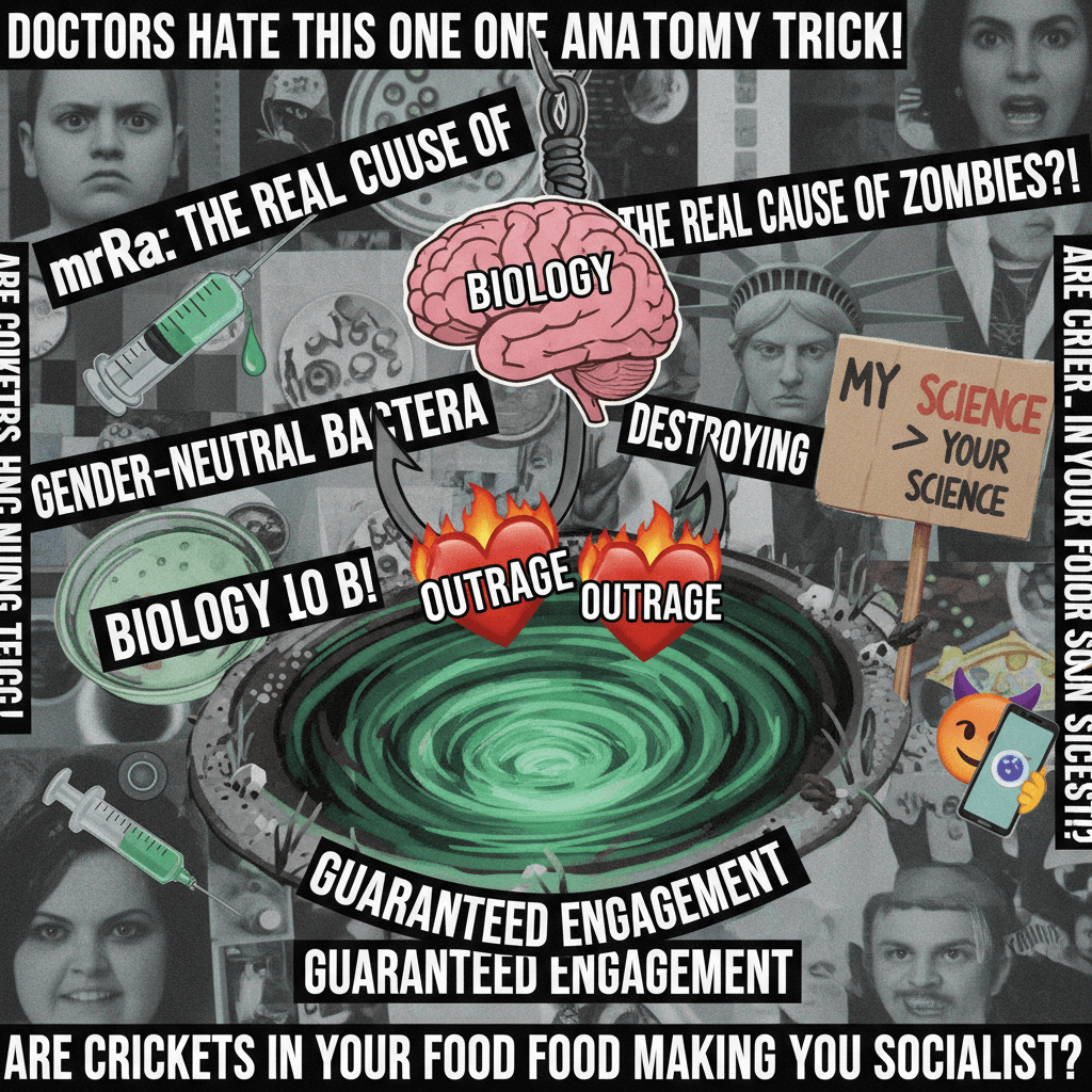 Peak rage-bait: biology + outrage = guaranteed engagement