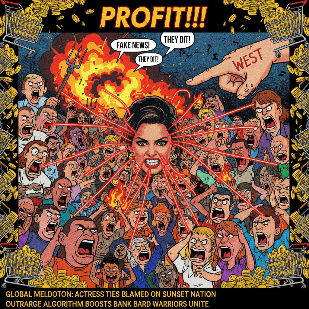 Randomly connect actress to 1113 people, blame the West, profit via rage