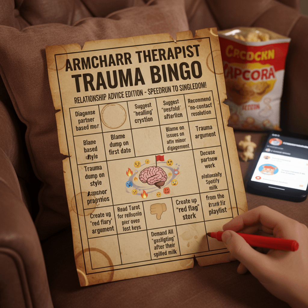 self-sabotage bingo card disguised as relationship advice