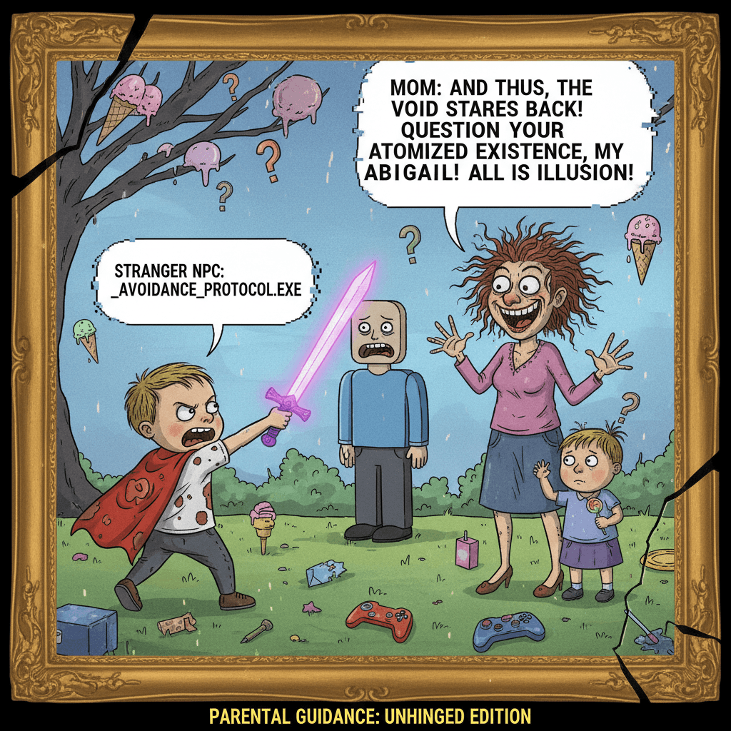 child points at stranger, mom delivers existential lecture to toddler