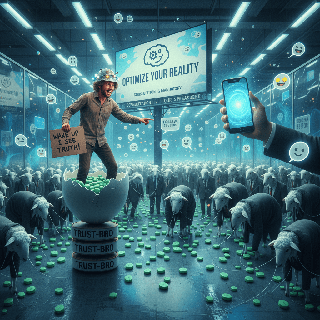 just woke up, everyone else is sheep, trust me bro