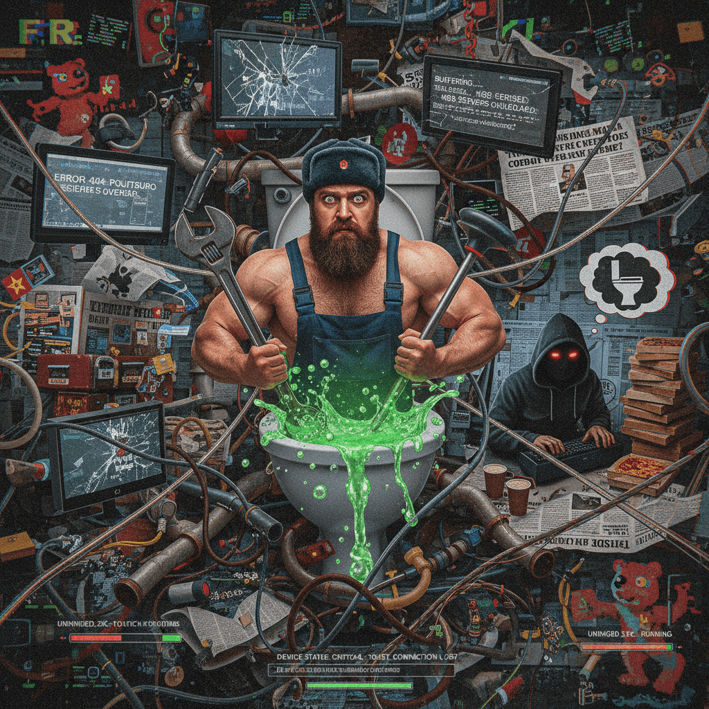 Russian plumber toilet conspiracy meets tech support error messages