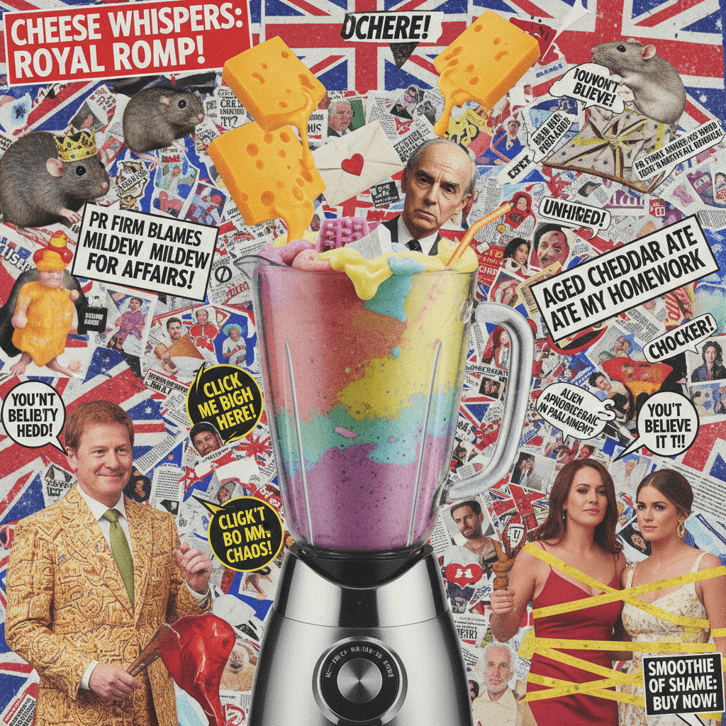 Random scandal smoothie: affair + cheese + aging + political PR in one unhinged package
